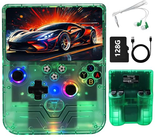 Hugawelo R60MAX Console di gioco portatile, schermo IPS da 6 pollici, giochi integrati da 40000 +, batteria da 6000 mAh, scheda TF da 128 GB inclusa, supporto ricerca/salvataggio/caricamento, per
