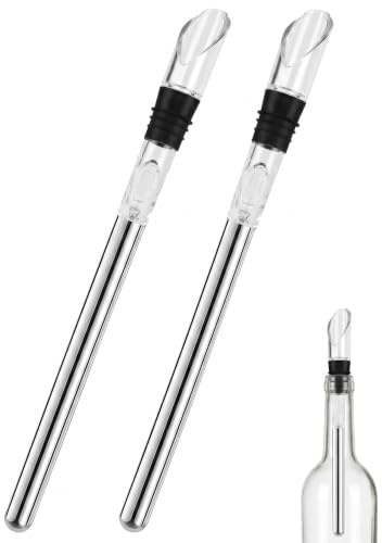 BTACGWP Enfriador de Botellas de Vino, 2 Varillas Acero Inoxidable, Barra de Enfriamiento Antigoteo, Refresca al Instante sin Diluir, Ideal para Fiestas y Uso Doméstico