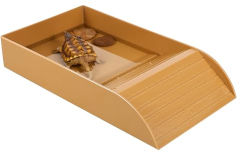 YUYUETIME Sköldpaddsbassäng med Ramp Reptilvattenskål för Terrarium Badplattform för Sköldpaddor och Reptiler Lätt att Rengöra för Sköldpaddstank och Reptilmiljö