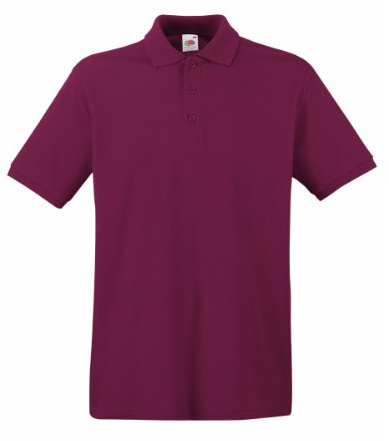 Fruit of the Loom Herren Poloshirt aus 100% Baumwolle, 3 Knöpfe, Knopfleiste mit einfarbigen Knöpfen, Farbe:Burgund, Größe:2XL