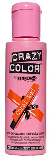 Crazy Color - Tinta per capelli semi-permanente, 100 ml, colore: corallo rosso corallo