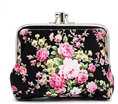 Sanxiner Cute Floral Buckle Coin Purses Vintage Pouch Kiss-lock Change Purse Wallets