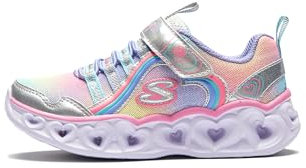 Skechers Flicka hjärta ljus regnbåge lux sneaker, Silver multi glitter nät multi trim, 27 EU
