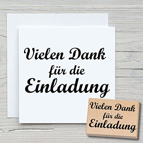 NEWSTAMPS Stempel Vielen Dank für die Einladung Motivstempel aus Holz & Gummi zum Karten basteln, Holzstempel, Sprüche, Spruchstempel, Textstempel, Schrift, Scrapbook, Textilstempel, Deko