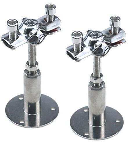 Quluxe 2 Stück Edelstahl-Wandhalterung, Deckenhalterung, verstellbare Rohrhalterung, Klemme, Rohrband für Rohrdurchmesser 1,9 cm