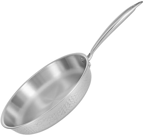 RESTO Universalpfanne 26 cm, Bratpfanne aus Edelstahl - Pfanne mit dreilagiger Basis, Energieeinsparung 25% - für alle Herdarten geeignet, auch Induktion, ofenfest