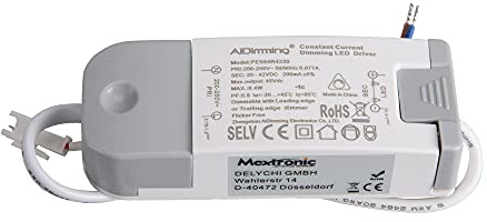 Mextronic LED Konstantstromquelle Trafo Dimmbar Flackfrei Stromquelle Phasenabschnitte bis 9W 200mA Transformator für LED Beleuchtung