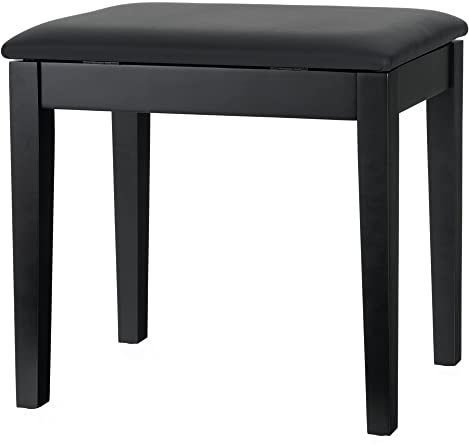 Classic Cantabile Pianobank Modell S - Stabiler Klavierhocker - Schwarze Sitzfläche aus Kunstleder - Ablagefach unter der Sitzfläche - Massive Holzkonstruktion - Schwarz Matt