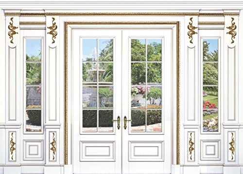 Stick & Go Repositionable Self Adhesive Dolls House Wallpaper 1:12 Scale (1 Sheet) - Feature Wall/Classic French Windows - No. 181