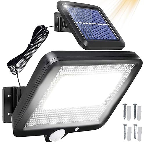 Retoo Lámpara Solar Para Exterior 100 LED, Detector De Movimiento, IP44, Solares LED prueba de agua, súper brillante, 4000 mAh 1000 Lumen, Foco Solar Exterior para jardín, garajes