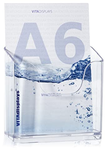 10 Stk. DIN A6 Tischprospektständer als Flyerständer, transparenter Flyerhalter und standfester Tisch-Prospekthalter, Postkartenständer, glasklarer Tisch-Prospektständer für A6 Flyer und Postkarten