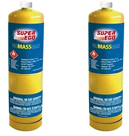 RASMACOR | Pack 2 Unidades Super Ego | Cartucho Romassgas | SEH024600 | Mezcla estabilizada de Gas metil-acetileno con propadieno | 35% más rápido Que el propano