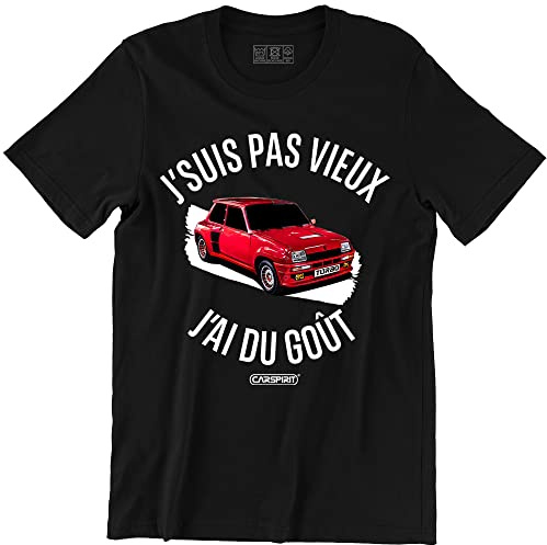T-Shirt Voiture Vintage R5 Turbo Rouge | Humour Homme Tee Shirt Fan Automobile française | j'suis Pas Vieux J'Ai du goût | 100% Coton (as4, Alpha, 3X_l, Regular, Regular)