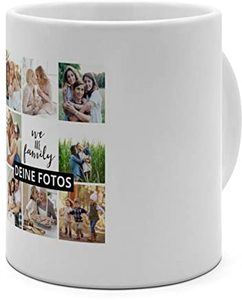 PhotoFancy® - XXL Tasse 'Collage' - Personalisierte Fototasse mit eigenem Foto und Text - Große Tasse selbst gestalten - Jumbo-Becher XXL 750 ml - Layout Collage 8 Bilder