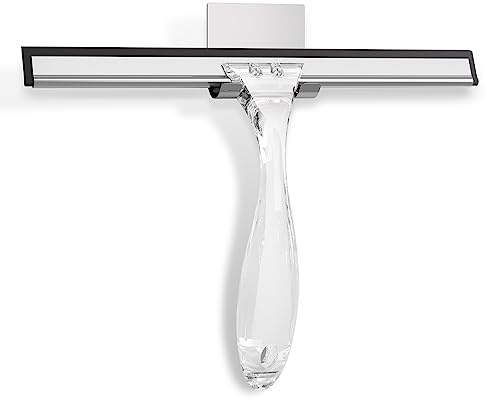 AmazerBath Squeegee for Shower Glass Door, Shower Squeegee for Glass Doors - Acrylic Handle All-Purpose Squeegee for Shower Doors, Windows, Mirrors, Tiles and Car Glass, 10 Inches - Clear