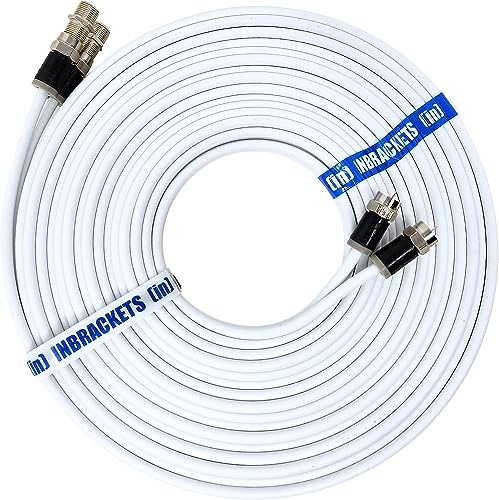 Twin Satellite Shotgun Coax Cable Extension Kit with Pre Fitted Professional Compression F Connectors for Sky Q | Sky HD | Sky+ | Freesat | By Inbrackets (1 Metre, White)