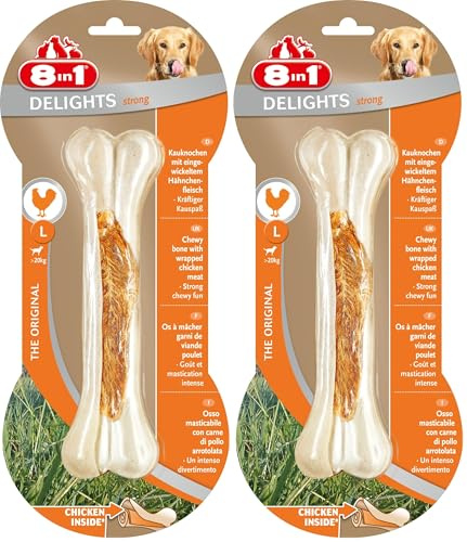 8in1 Delights Strong Knochen L - extra starker Kauknochen für kräftig kauende große Hunde, 1 Stück (Packung mit 2)