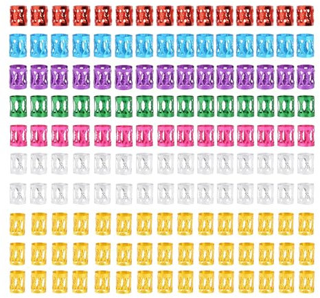 150 Stück Aluminium Dreadlocks Perlen Ringe Clips Gemischte Farbe Haarschmuck Flechtet Haarperlen