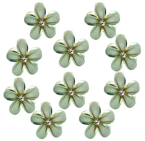 PAITOK Mini-Haarspangen, Blumen-Haarklammern, Blumenklammern, rutschfeste Haarspangen für Mädchen Frauen für Fotos, tägliche Party, Hochzeitsfrisur Accessoires (10 Stück,Grün)