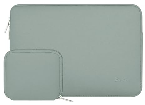 MOSISO Laptop Hülle Tasche 15 Zoll, 15 Zoll Laptophülle Kompatibel mit MacBook Air 15 Zoll 2026-2023 M5 M4 M3 M2, Lenovo Acer Dell XPS 15, Neopren Laptoptasche mit Kleine Etui, Antikes Grün