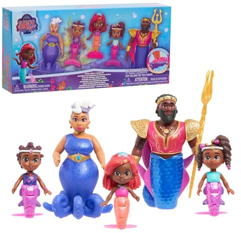 Just Play Conjunto de Figuras coleccionables Ariel Royal Family de Disney Junior, 6 Piezas, de 11,4 cm, Juguetes para niños a Partir de 3 años