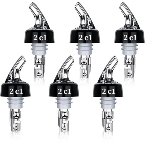 Aoreun Dosificador Auto Pour Boquillas, 6 Piezas 2cl boquilla de medición rápida transparente botella vertedores para Bebidas, Cócteles, Aceite, Vino Whisky, Aguardiente