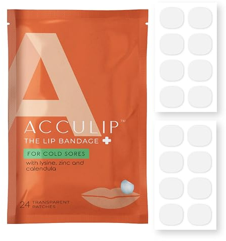 Acculip Cold Sore Patch Lysine Cold Sore Treatment for Lips, Lysine Lip Balm Alternative for Cold Sore Relief, Medicated Fever Blister Cold Sore Patch, L-lysine Cold Sore Treatment