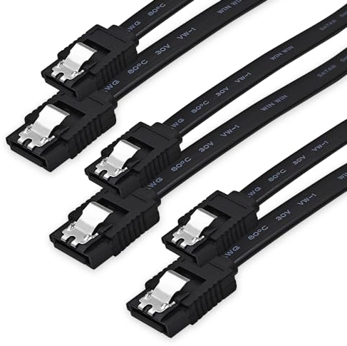 XANHAM 3-Pack 18 Inch SATA Cable, SATA III Cable 6Gbps Straight 180-180 Degree for SATA HDD, SSD, CD Driver, CD Writer, Black