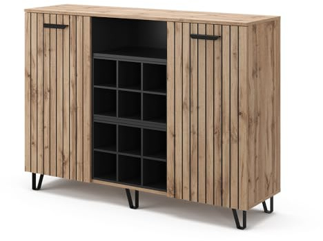 Vicco Kommode Amber, Braun, 38 x 100 cm | mit 2 Türen, mit Ablagefach für zusätzlichen Stauraum