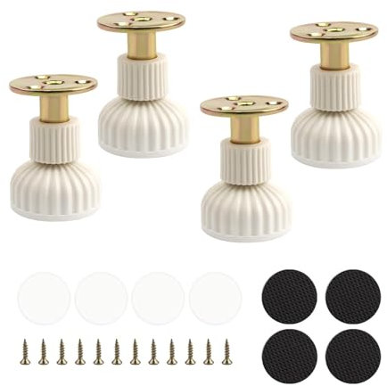 SPRHR 4 Pièces Pied Reglable pour Meuble, Pied de Table Reglable avec Base en Caoutchouc Antidérapant, Pieds de Meuble, Réglable en Hauteur de 54 à 63 mm, pour Armoires, Tables, Tables de Chevet