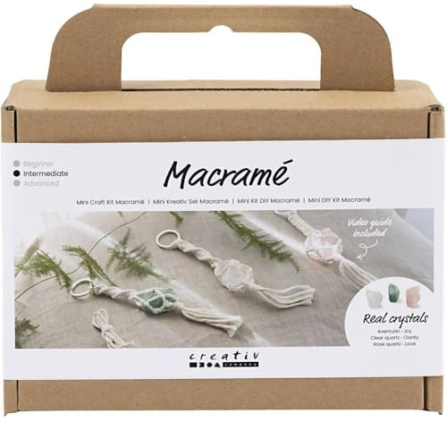 Creativ Mini Bastelset Makramee, altrosa, matt transparent, hell natur, staubgrün, 1 Packung, Mulricolour