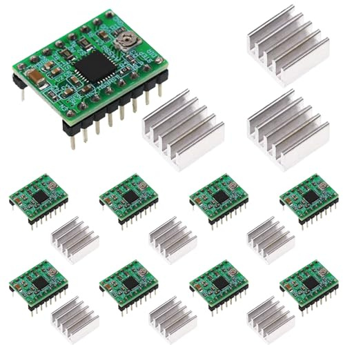 9 x A4988 Schrittmotor-Treiber-Modul ，Schrittmotortreiber A4988 16，SMT Maschinenherstellung，Einstellbare Spannung，mit Kühlkörper， mitArduino Raspberry Pifür inklusive(grün)