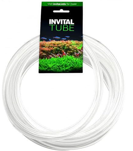 INVITAL Hochdruckschlauch für Aquarien, Fischtanks, CO2-Lieferschlauch, Robuster Aquarienschlauch, 6/4 mm, Hochwertig, Flexibel, Farbloser Schlauch für CO2-Systeme - 3 Meter