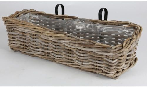BURI 5 Stück Balkonkasten 60x20x15cm aus Weide mit Halterung Blumenkasten Pflanzkasten