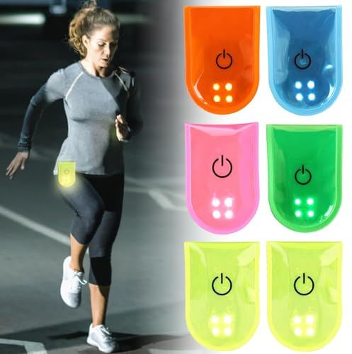 GOMETY Lot de 6 clips LED clignotants réfléchissants, 2 modes, 4 LED, lumière de sécurité pour enfants, bande réfléchissante pour cartable, sac à dos, camping, randonnée, course, jogging, plein air