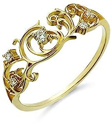 Tolldek Gelbgold Au750 Echtschmuck Ring, Vintage Retro Rose Blumen Verlobungsring mit Diamant, 18K Gold Hochzeitsring Partnerringe Eheringe für Damen, Gold, Gr.65
