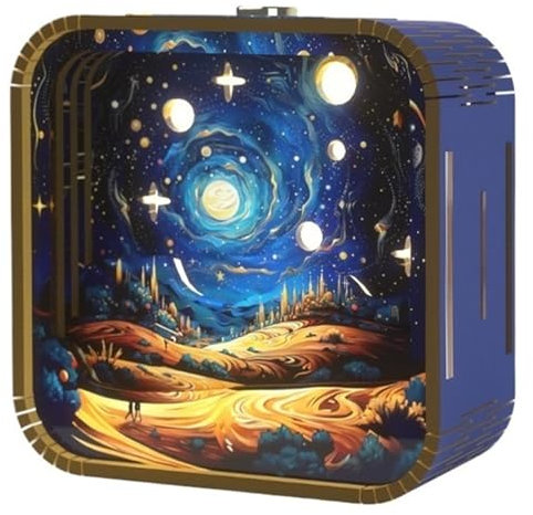 3d Wooden Puzzles Night Light, 3D Puzzle Nightlight LED Illuminated Eye Care Night Light Adult Puzzle Nightlight DIY Birthday (Style 2)