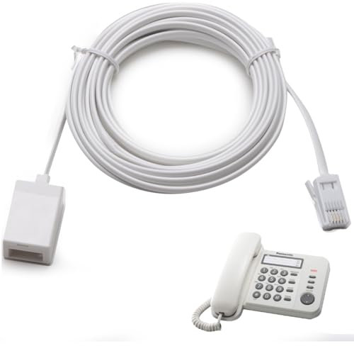 Oupdate 5M BT Telephone Extension Cable, 6P4C BT Male to Female Extension Cable Straight Through Phone Cables for Landline, UK Landline Phone Cord for Home and Office RJ11 Fax Modem Extender