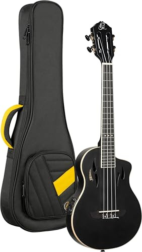 Ortega Guitars Tourplayer Series E-Akustik Tenor-Ukulele, Fichte Schwarz | Nylonsaiten, Fichtendecke & massiver Okoume-Korpus mit Aussparungen, Satin Finish, inkl.TourPlayer-Gigbag, RTPS-U-SBK