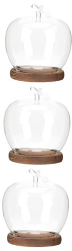 Alipis 3pcs Glass Cloche Dome for Display Flower Holder Storage Bin Lid Fake Flower Cover