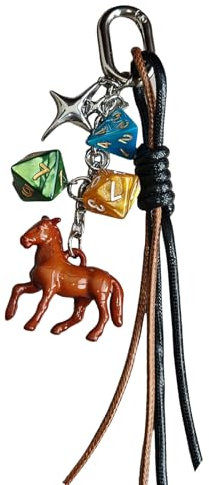 amangul Stilvoller Schlüsselanhänger aus geflochtenem Seil, 3D-Würfel und Pferd, handgefertigt, Taschenanhänger, Zubehör für Modebegeisterte, 1, 22 cm