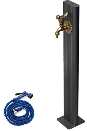 ZYZSY Fontana da Giardino in Stile Antico, Colonna d'Acqua da Giardino Acciaio Inox Rotonda, Rubinetto Antigelo da Esterno Fontana, per Esterno Casa Giardino