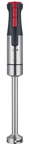 Frullatore a immersione Eva PRO HB9103 - Black & Red Hand Blender - Grigio/Nero/Rosso – Per uso domestico avanzato e semi-professionale – 1000–1200 W – Lama in acciaio inox – Asta XL da 27 cm