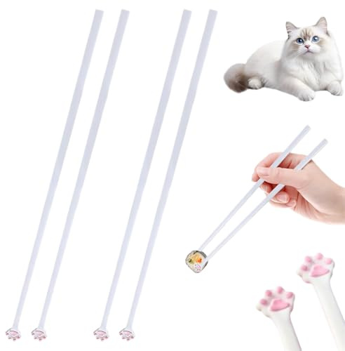 DULZEN 2 Paia Cat Paw Chopsticks Cat Paw Chop stick riutilizzabili Sticchi taglio unici carini stampe zampe rosa Animali in stile cinese non slip giapponesi per bacchette per amanti gatti`