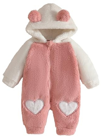 Nouveau-né Bébé Fille Ours Tenue Nourrisson Fille Hiver À Manches Longues Polaire Combinaisons Capuche Fermeture Éclair Sweats à capuche Une Pièce Habit de Neige