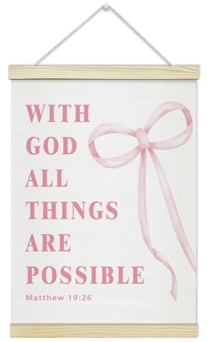 LETUROIA Christian Poster Hanger Frame, Pink Bow Canvas Wall Decor(12×16), Wall Art For Women Girls Bedroom Living Room Therapy Office -11