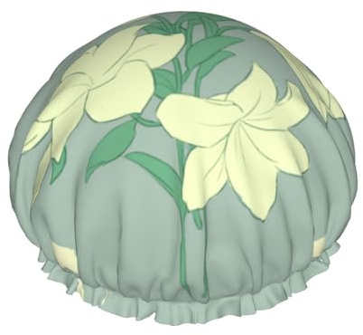 TYUMH Bonnet de douche imprimé lys blancs de dessin animé, léger, élastique, portable, adapté pour le bain et le soin des cheveux