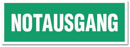 Hinweisschild Notausgang 29x10 cm – Alu-Dibond Schild, Aufkleber, Reflektorfolie oder Magnetschild – Fluchtwegschild für Innen & Außen (Alu-Dibond)