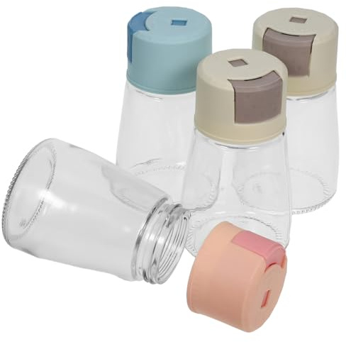CLISPEED Bouteilles D'assaisonnement Couleur Aléatoire Cuisine Domestique et Restaurant Lot de 4 en Verre Doseur de Sel Précis 0,5g, Faciles à Tenir Nettoyer
