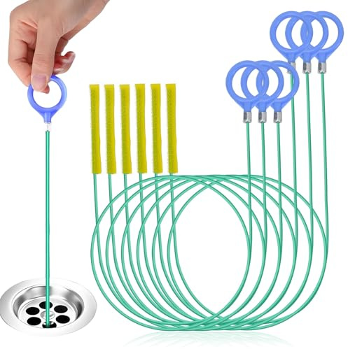 6 Piezas Desatascador de Tuberías Profesional con Espiral Reforzada(90/130cm) - Serpiente para Desagües para Desbloquear Lavabos, Bañeras, Desagües y Tuberías Obstruidas - Alambre Desatascador de Tube